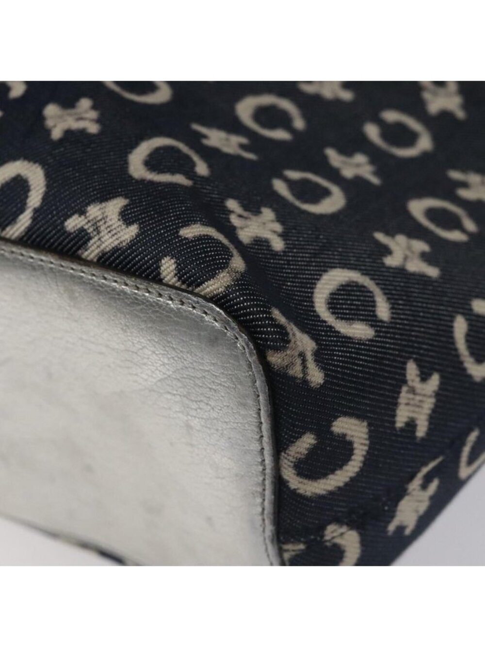 Authentic CELINE C Sulky Circle Shoulder Bag Canvas Navy Clear - Picture 7 of 16